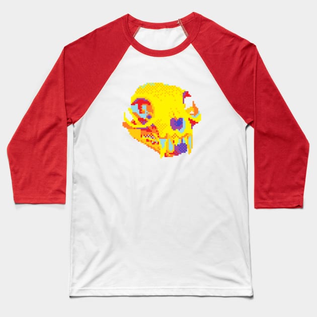 Pixel Skull Baseball T-Shirt by Patchy_the_Rat